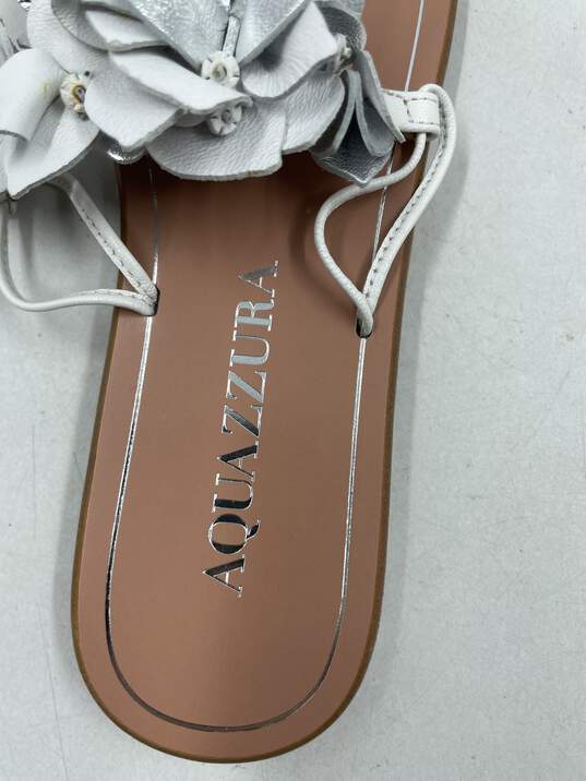 Authentic Aquazzura Silver T-Bar Sandals W 6 image number 8