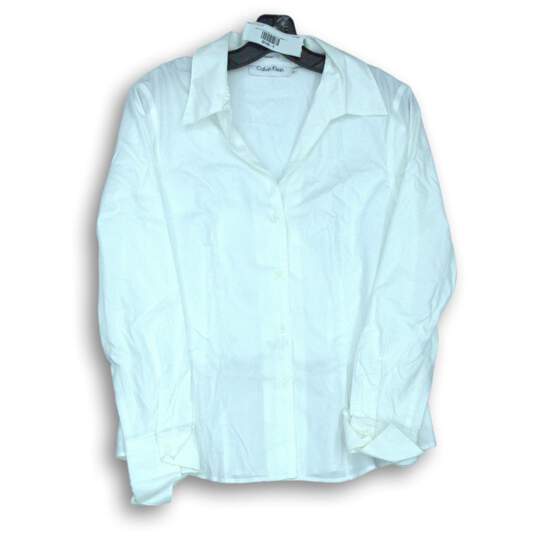 Women's Calvin Klein White Button-Up Shirt Size 8 image number 1