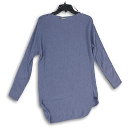 Womens Blue Round Neck Long Sleeve Pullover Tunic Blouse Top Size Small alternative image