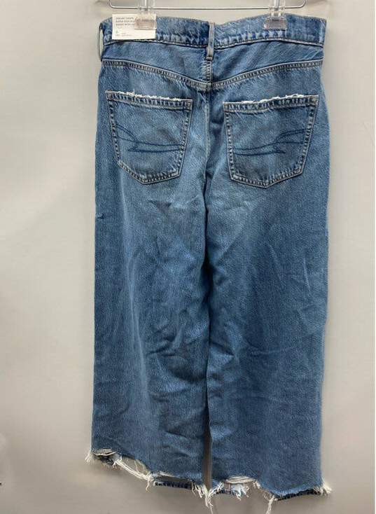 American Eagle Women's Blue Dreamy Baggy Wide Leg Drape Jeans Sz 6 Short NWT image number 4