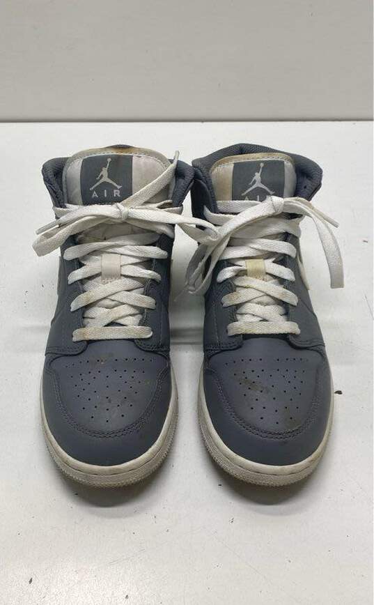 Nike Air Jordan 1 Mid Cool Grey, White Sneakers 554725-036 Size 5.5Y/7W image number 2