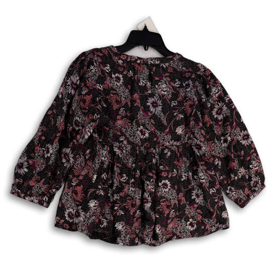 Womens Multicolor Floral  3/4 Sleeve Round Neck Pullover Blouse Top Size S image number 2