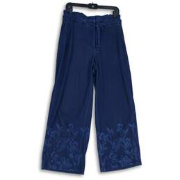 White House Black Market Womens Blue Floral Slash Pockets Ankle Pants Size 6S