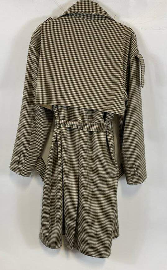 Dissimilarity Womens Black White Check Belted Double Breasted Trench Coat Size L image number 2