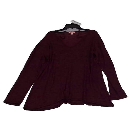 Womens Dark Purple Solid Long Sleeve V Neck Blouse Size XL image number 5