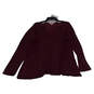 Womens Dark Purple Solid Long Sleeve V Neck Blouse Size XL image number 5