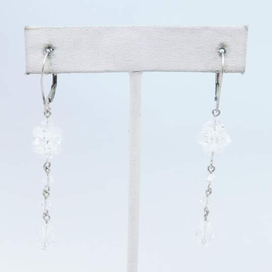 Romantic 925 Sterling Silver Crystal Bead Necklace Bracelet & Drop Earrings 58.6g image number 4