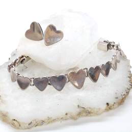 Taxco Sterling Silver Heart Bracelet & Earring Set