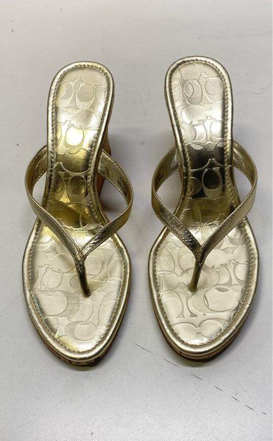 Coach Gold Thong Wedge Sandal Women 9.5 image number 5