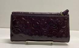 COACH Plum Patent Leather Signature Embossed Bifold Card Wallet alternative image