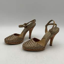 Michael Kors Womens Gianna Gold Cork Buckle Stiletto Platform Heels Size 8M alternative image