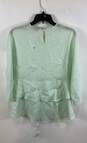 Harshman Womens Mint Linen 3/4 Sleeve Crew Neck Ruffled Blouse Top Size Large image number 2