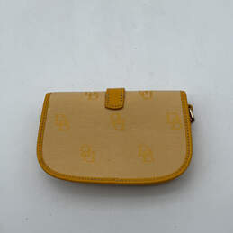 Womens Yellow Leather Signature Print Push Lock Mini Wristlet Wallet alternative image
