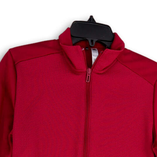 Womens Red Long Sleeve Mock Neck Pockets Full-Zip Activewear Jacket Size M image number 3