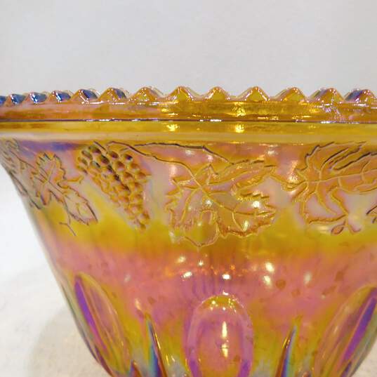 Vintage Indiana Glass Carnival Glass Punch Bowl With Mugs Cups image number 9