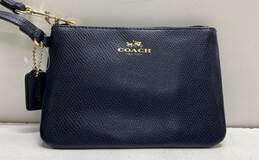 Coach Navy Blue Leather Pouch Wallet Wristlet