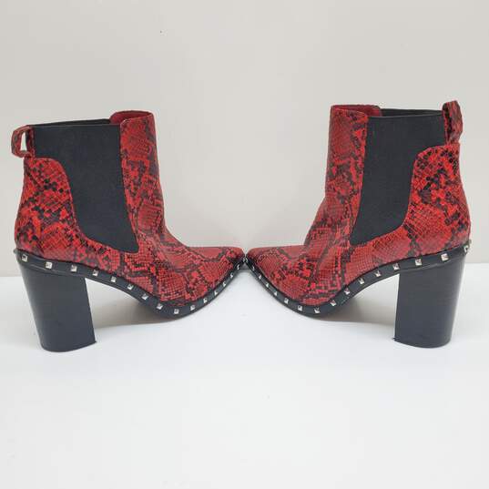 Charles David Shoes Red Dodger Point Toe Bootie in Snake Print Women's Size 9 image number 4