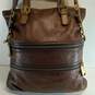 Fossil Leather Explorer Foldover Double Zipper Crossbody Brown image number 2