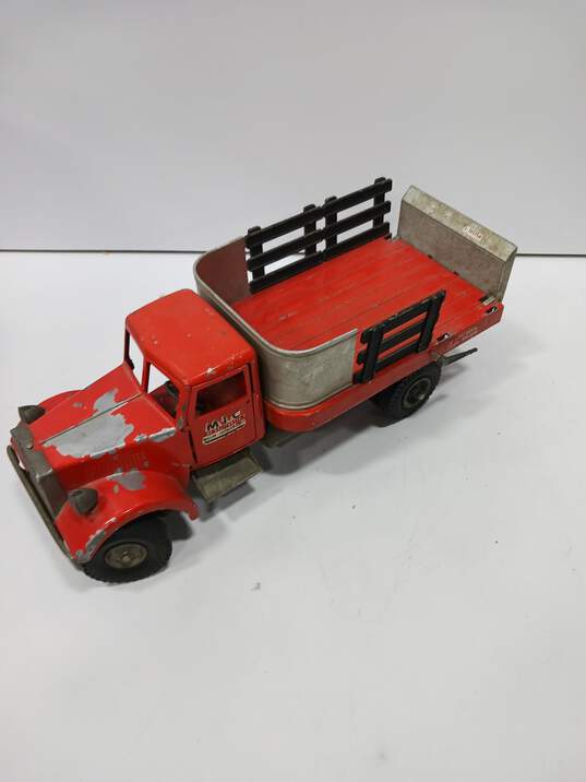 Bundle of 2 Vintage Red Large Toy Trucks/Tractors image number 4