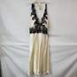 White House Black Market Silk Halter Midi Dress Ivory/Black Lace Women's 10 NWT image number 1