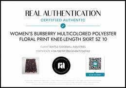 Burberry Women's Floral Print Pleated Knee Length Skirt Size 10 w/COA alternative image