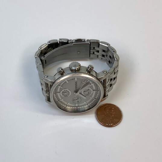 Designer Fossil ES-2198 Silver-Tone Boyfriend Chronograph Bracelet Wristwatch image number 3