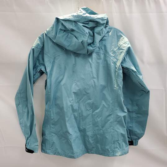 Marmot Blue Nylon Hooded Zip Up Jacket Women's Size XS image number 2