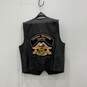 Harley Davidson Mens Black Genuine Leather Sleeveless Motorcycle Vest image number 2