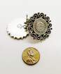 Vintage Taxco Mexico 925 Aztec Calendar Clip On Earrings 22.7g image number 4