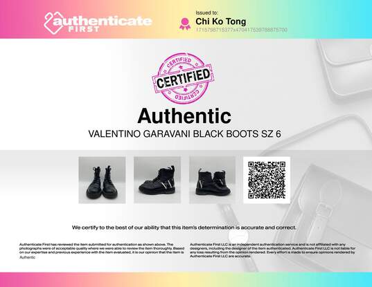 Authentic Valentino Black Combat Boot W 6 image number 9