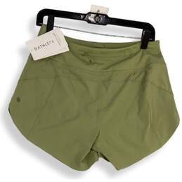 NWT Athleta Womens Green Flat Front Elastic Waist Running Athletic Shorts Size S alternative image