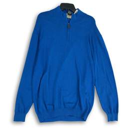 NWT Jos. A. Bank Mens Blue 1/4 Zip Long Sleeve Pullover Sweater Size XXL