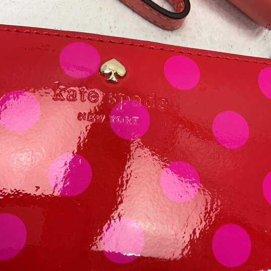 Michael Kors Kate Spade Womens Zip-Around And Wristlet Red Pink Leather image number 7