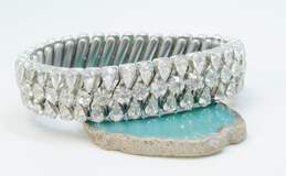 Vintage Icy Rhinestone Bracelet Brooches & Screw Back Silver Tone Earrings 57.4g alternative image