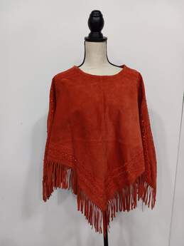 Newport News Women's Suede Leather Sequined Tassle Poncho Size SM