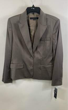 NWT Anne Klein Womens Gray Long Sleeve Notch Lapel Two Button Suit Jacket Sz 12