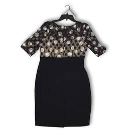 NWT Hobbs Womens Pencil Dress Round Neck Short Sleeve Black White Size 10 alternative image