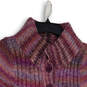 Womens Pink Purple Knitted 3/4 Sleeve Button Front Cardigan Sweater Size S image number 3