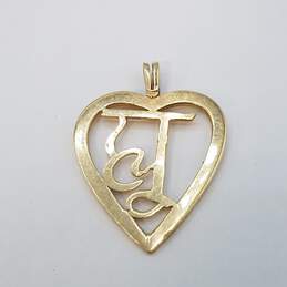 Solid 14K Gold 1in Heart Cut Out Pendant 2.5g