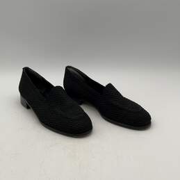 Stuart Weitzman Womens Black Woven Ribbon Round Toe Slip-On Loafer Flats