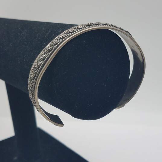 FAS Sterling Silver Braided Design 6 Inch Cuff Bracelet 20.6g image number 3