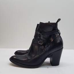 Sartore Leather Buckle Wrap Boots Black 8.5