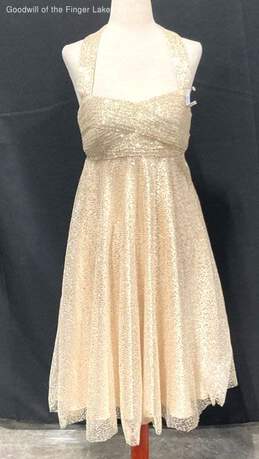 Nina Canacci Ivory Champagne Sequins Formal Dress Size 4 W/ Tag