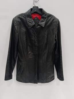 Preston & York Women's Black Lamb Skin Full Zip Leather Jacket Size M