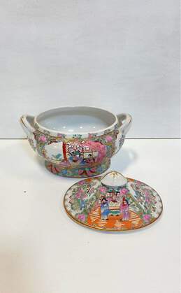 Chinese Porcelain Lidded Tureen with Hand Painted Scene and Gold Details Pottery alternative image