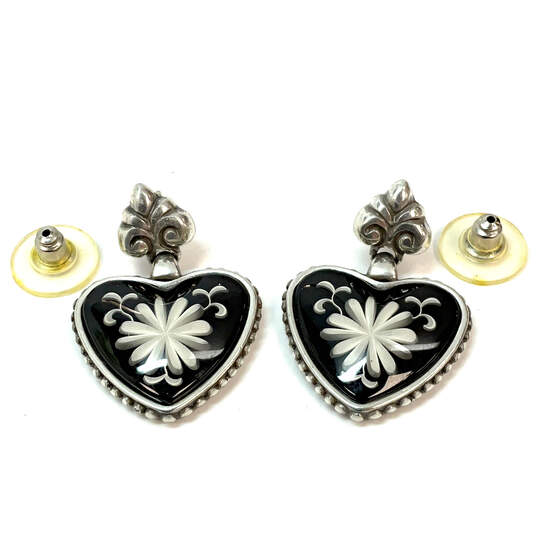 Designer Brighton Silver-Tone Water Lily Flower Heart Shape Drop Earrings image number 5