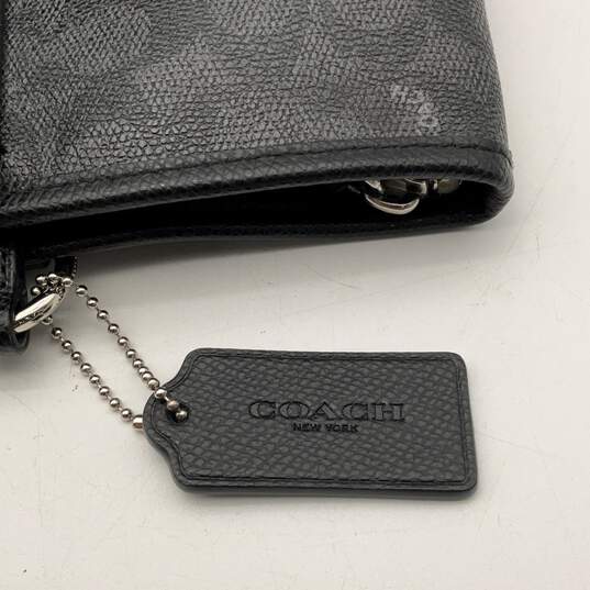 Coach Womens Black Leather Logo Charm Zipper Double Handle Tote Bag Purse image number 7
