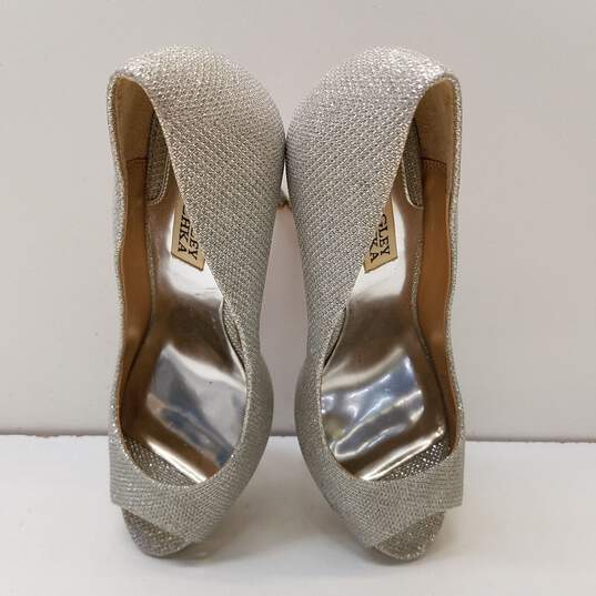 Badgley Mischka Glitter Platform Heels Silver 8 image number 6
