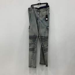 NWT Waimea Mens Wide-Leg Jeans Skinny Fit Ribbed Pockets Blue Wash Size 50