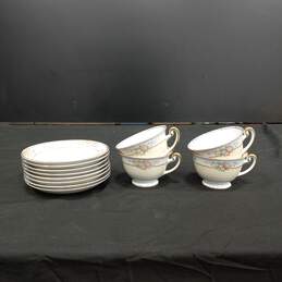 Meito China Japanese Made Bundle of 8 Floral Plates w/4 Matching Tea Cups